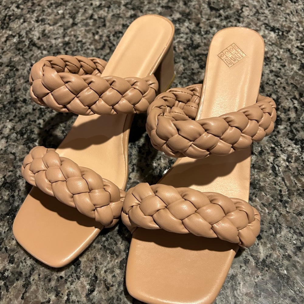 Never worn- Chic Tan Braided Sandals